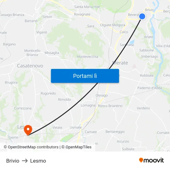 Brivio to Lesmo map