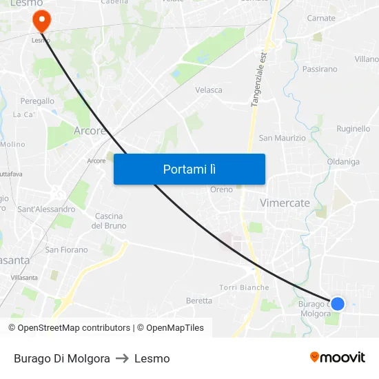 Burago Di Molgora to Lesmo map