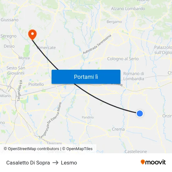 Casaletto Di Sopra to Lesmo map