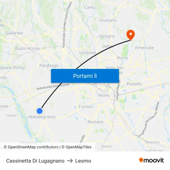 Cassinetta Di Lugagnano to Lesmo map