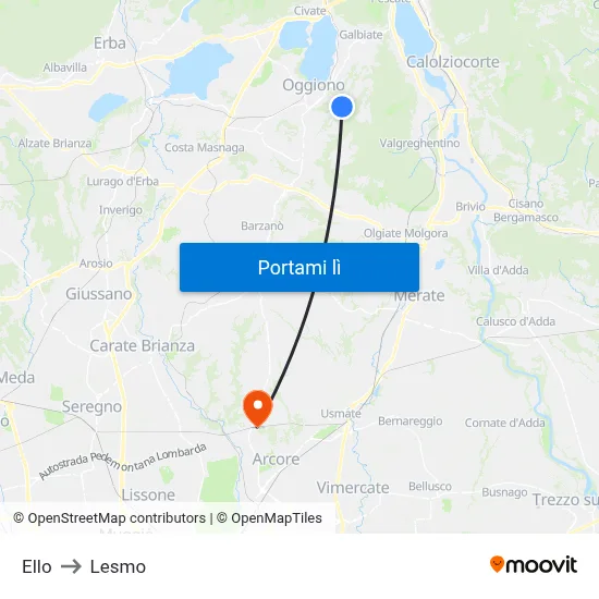 Ello to Lesmo map