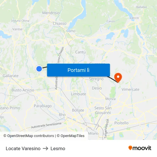 Locate Varesino to Lesmo map
