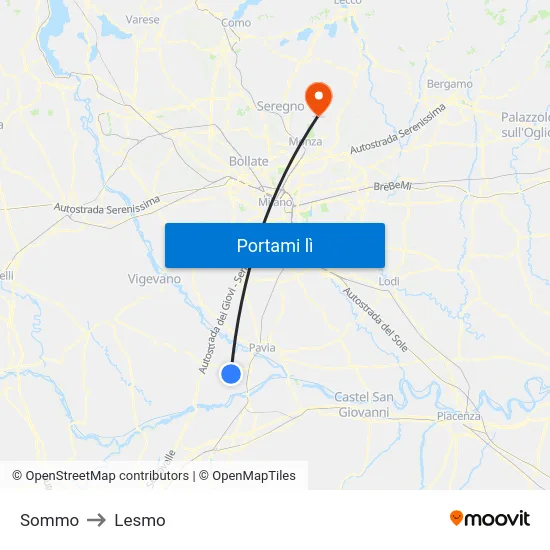 Sommo to Lesmo map