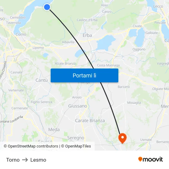 Torno to Lesmo map