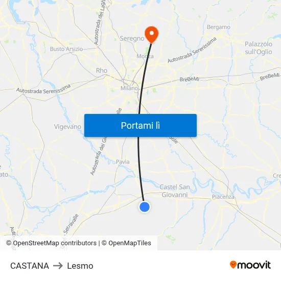 CASTANA to Lesmo map