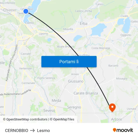 CERNOBBIO to Lesmo map