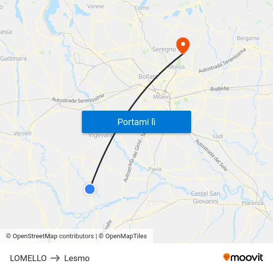 LOMELLO to Lesmo map