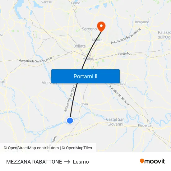 MEZZANA RABATTONE to Lesmo map