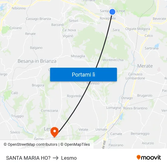 SANTA MARIA HO? to Lesmo map