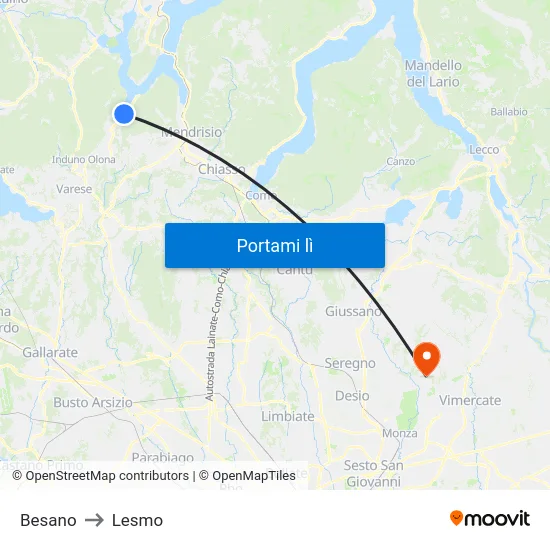 Besano to Lesmo map