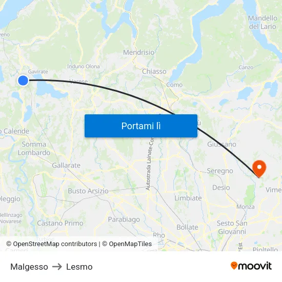 Malgesso to Lesmo map