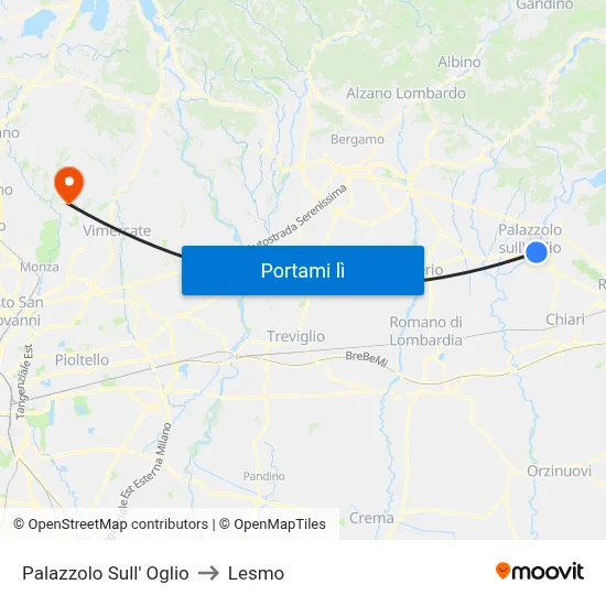 Palazzolo Sull' Oglio to Lesmo map