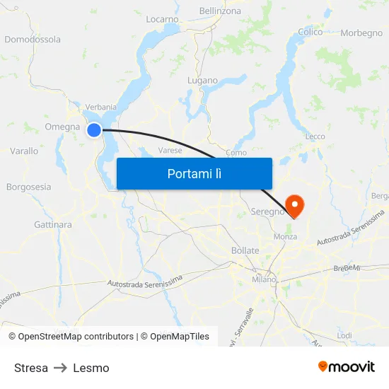 Stresa to Lesmo map