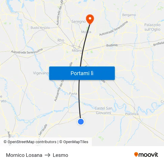 Mornico Losana to Lesmo map