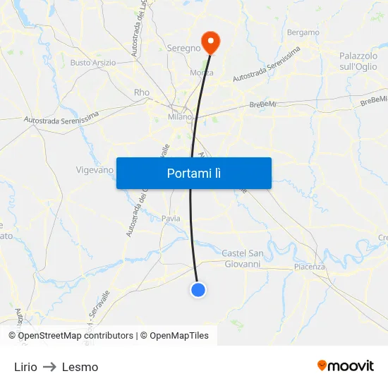 Lirio to Lesmo map