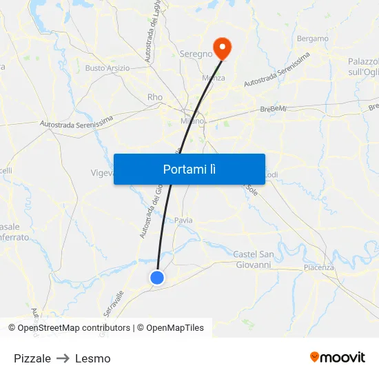 Pizzale to Lesmo map
