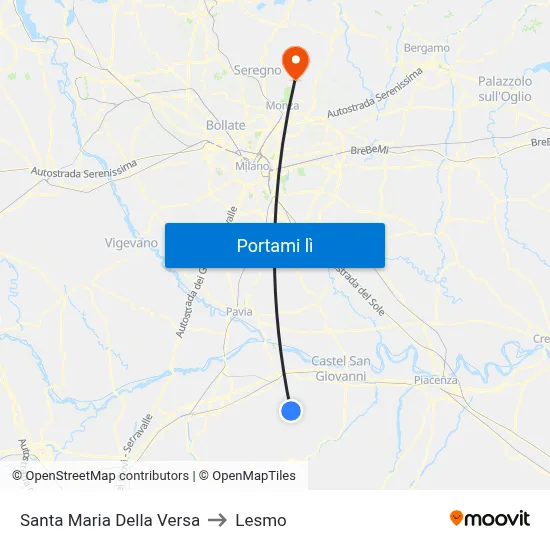 Santa Maria Della Versa to Lesmo map