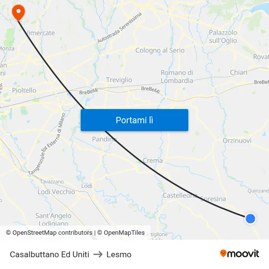 Casalbuttano Ed Uniti to Lesmo map