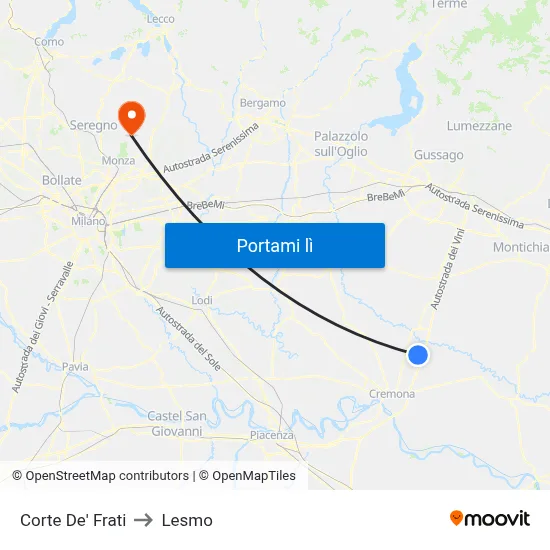 Corte De' Frati to Lesmo map
