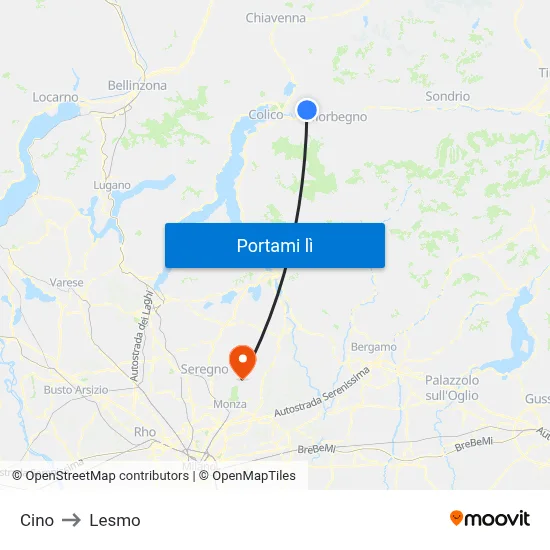 Cino to Lesmo map