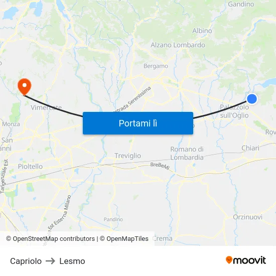 Capriolo to Lesmo map