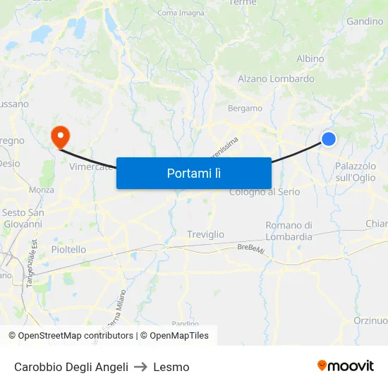 Carobbio Degli Angeli to Lesmo map