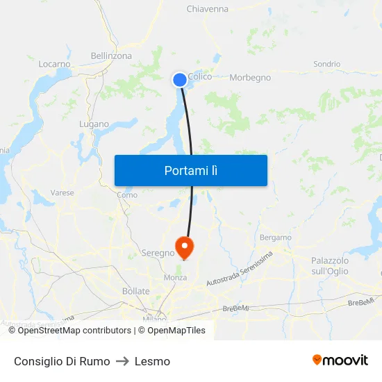 Consiglio Di Rumo to Lesmo map