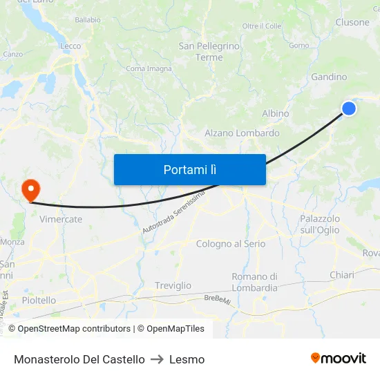 Monasterolo Del Castello to Lesmo map