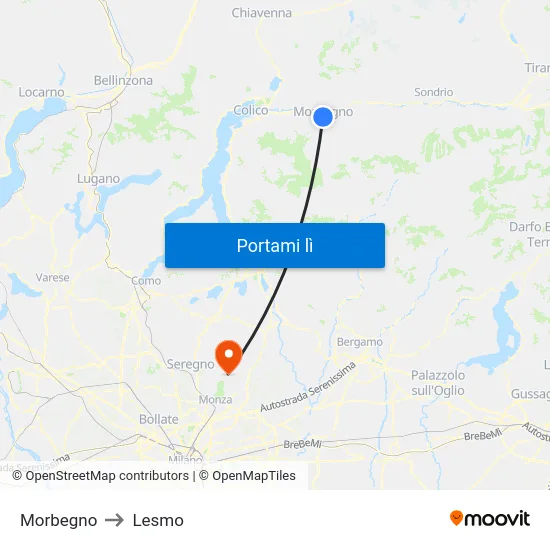 Morbegno to Lesmo map