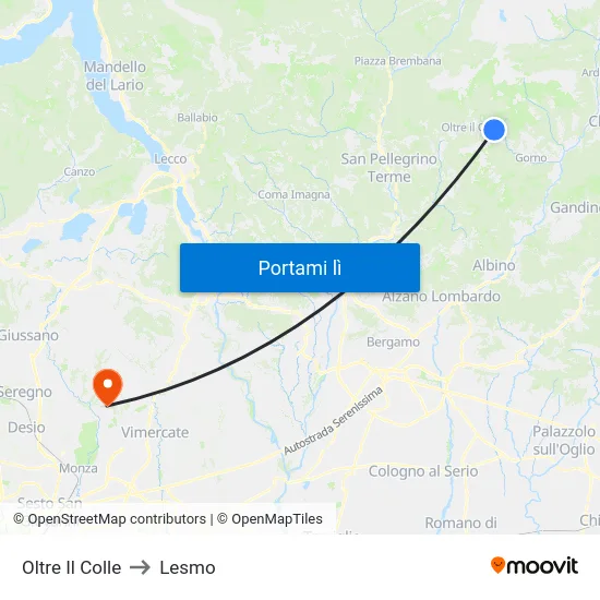 Oltre Il Colle to Lesmo map
