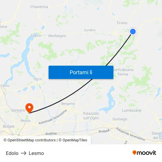 Edolo to Lesmo map