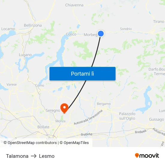 Talamona to Lesmo map