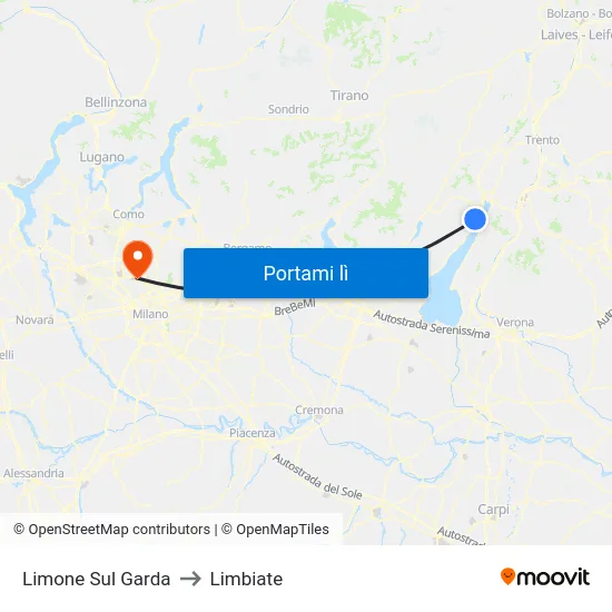 Limone Sul Garda to Limbiate map