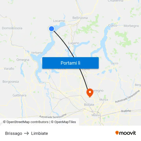 Brissago to Limbiate map