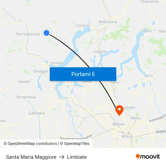 Santa Maria Maggiore to Limbiate map