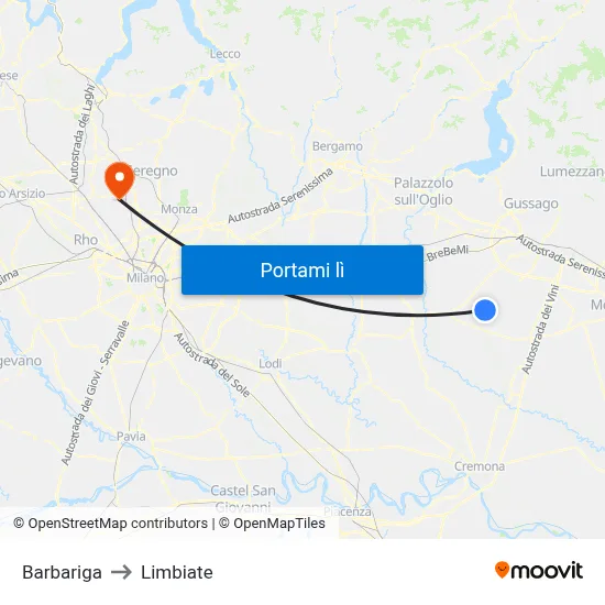 Barbariga to Limbiate map