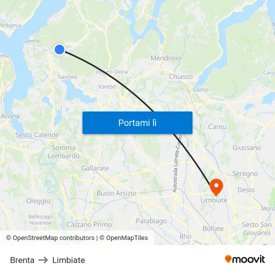 Brenta to Limbiate map