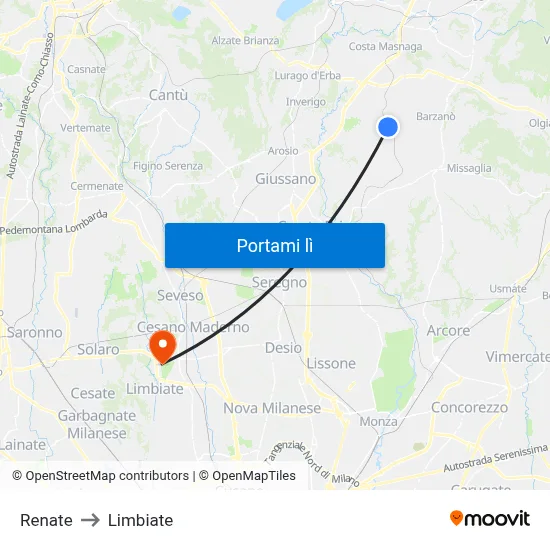 Renate to Limbiate map