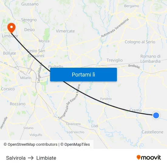 Salvirola to Limbiate map