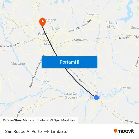 San Rocco Al Porto to Limbiate map
