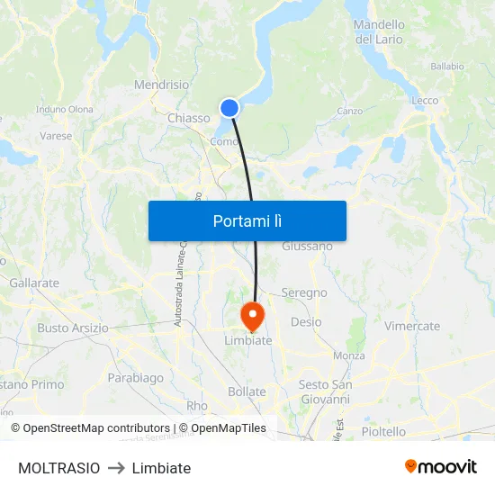 MOLTRASIO to Limbiate map