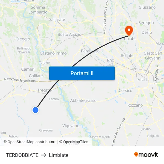 TERDOBBIATE to Limbiate map