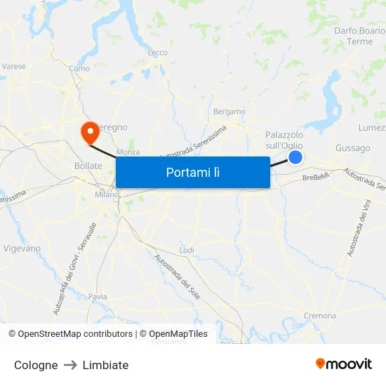 Cologne to Limbiate map