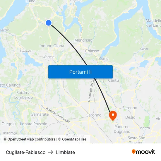 Cugliate-Fabiasco to Limbiate map
