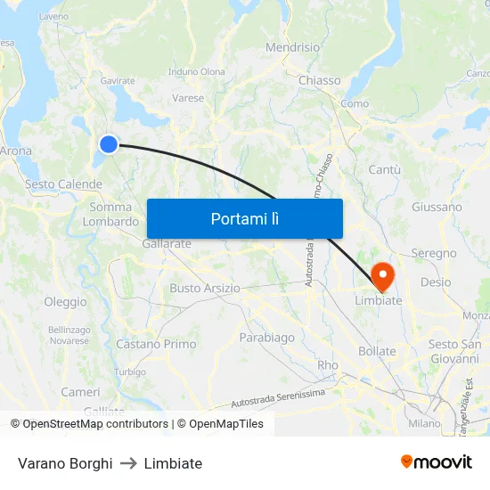 Varano Borghi to Limbiate map