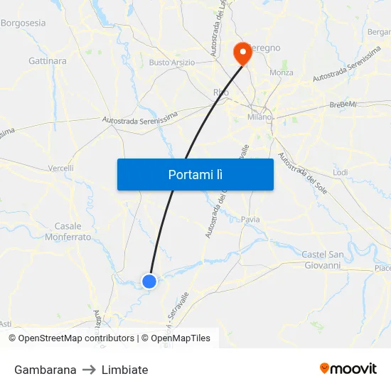 Gambarana to Limbiate map
