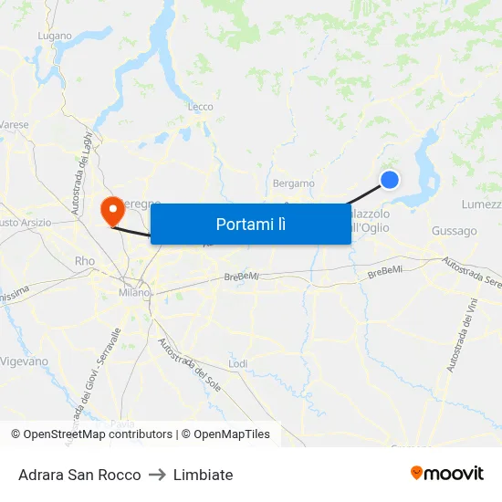 Adrara San Rocco to Limbiate map