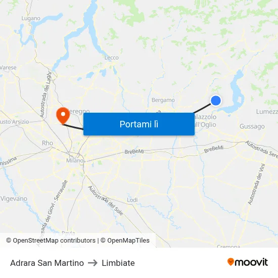 Adrara San Martino to Limbiate map