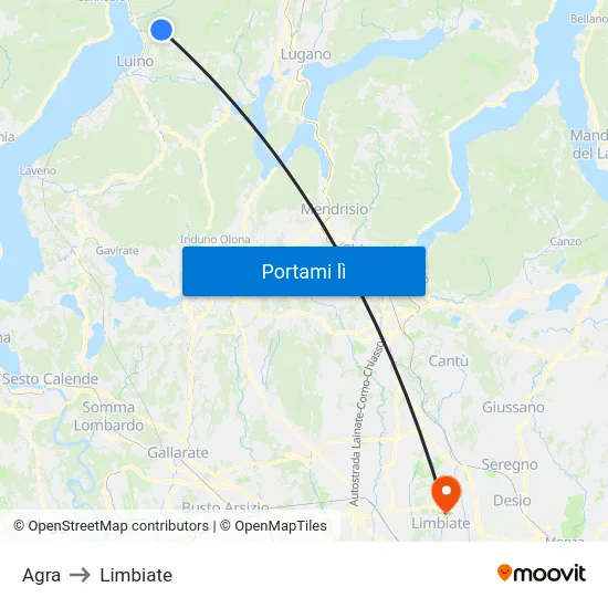 Agra to Limbiate map