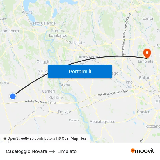 Casaleggio Novara to Limbiate map
